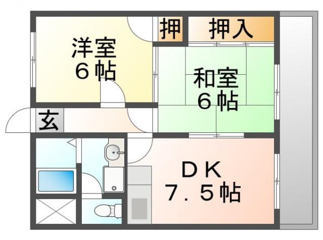 プレアール吹田サウス(2DK/3階)の間取り写真