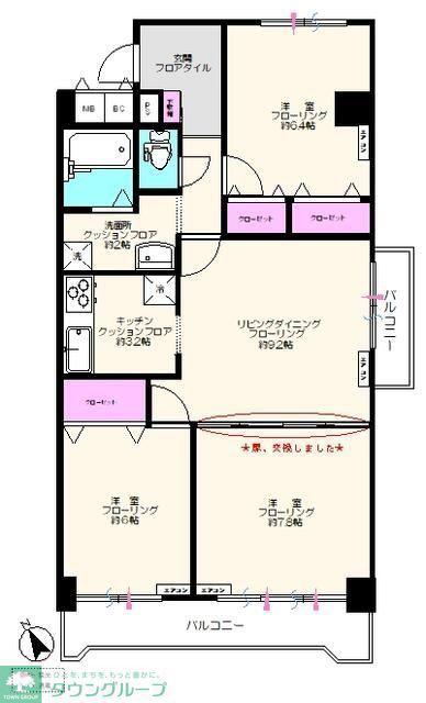 グリーンコーポ川越(3LDK/11階)の間取り写真