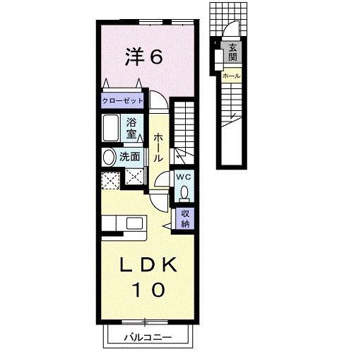 クレストパークコート(1LDK/2階)の間取り写真