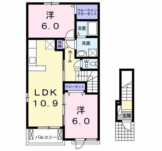 アヴェンタ ドールII(2LDK/2階)の間取り写真