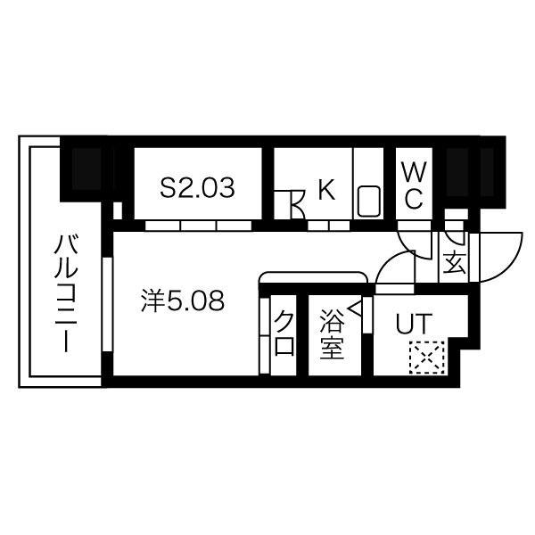 エステシア上前津(1SK/6階)の間取り写真