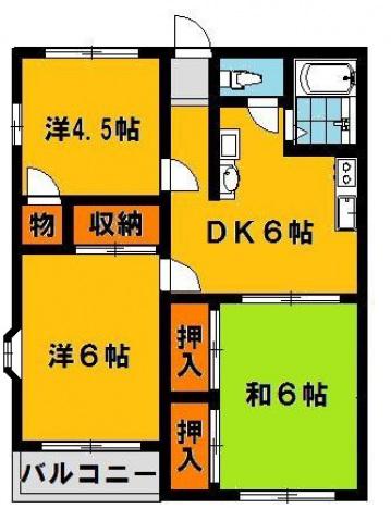 コーポエイチアイA(3DK/2階)の間取り写真