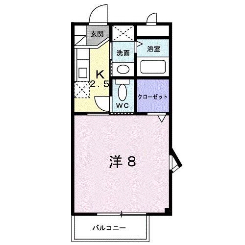 マインハウス(1K/2階)の間取り写真