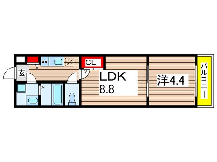 INSURANCE BLDG.XVIII(1LDK/2階)の間取り写真