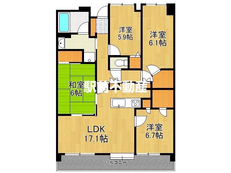 エバーライフ佐賀城内(4LDK/7階)の間取り写真