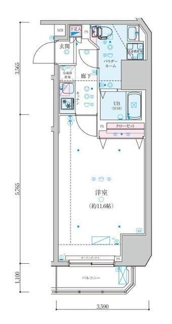 GENOVIA渋谷笹塚SKYGARDEN(1K/3階)の間取り写真