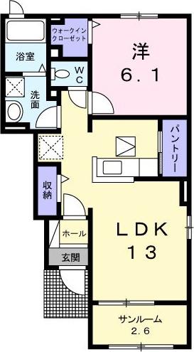 イーストK(1LDK/1階)の間取り写真