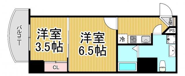 S-FORT西宮(1DK/7階)の間取り写真