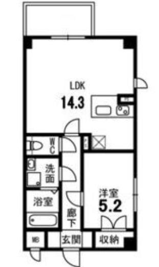 トレランス(1LDK/3階)の間取り写真