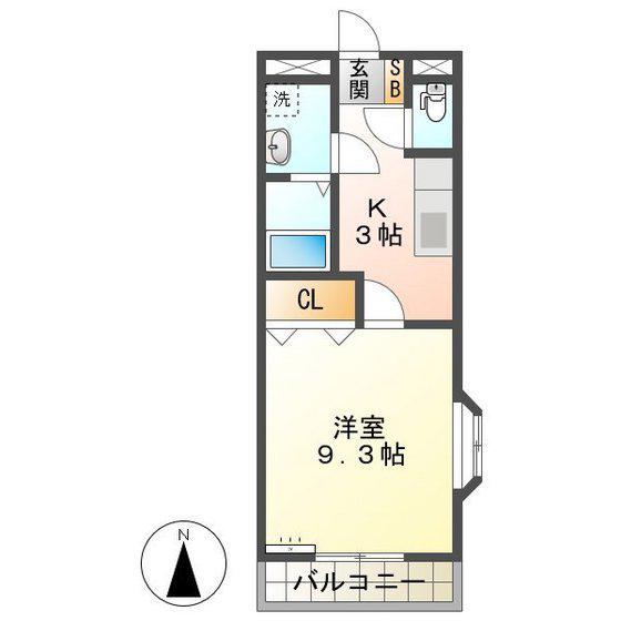 ユースハイム(1K/2階)の間取り写真