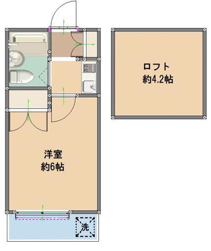 サンハイツAKI(1K/2階)の間取り写真