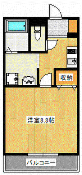 アンプルールフェール宮内(1K/2階)の間取り写真