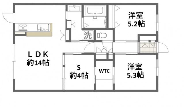 サーパス大元東公園(2SLDK/1階)の間取り写真