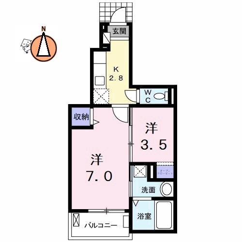 フィオーレNS IV-A(2K/1階)の間取り写真