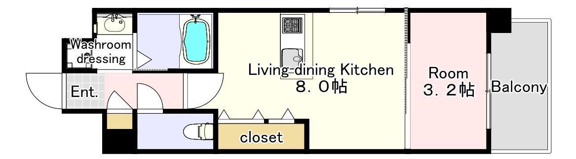 YSP県庁前(1LDK/9階)の間取り写真