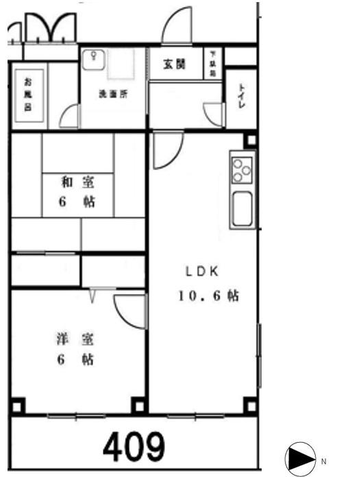 第一トヨダビル(2LDK/4階)の間取り写真