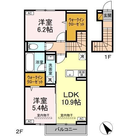 ラヴェール(2LDK/2階)の間取り写真