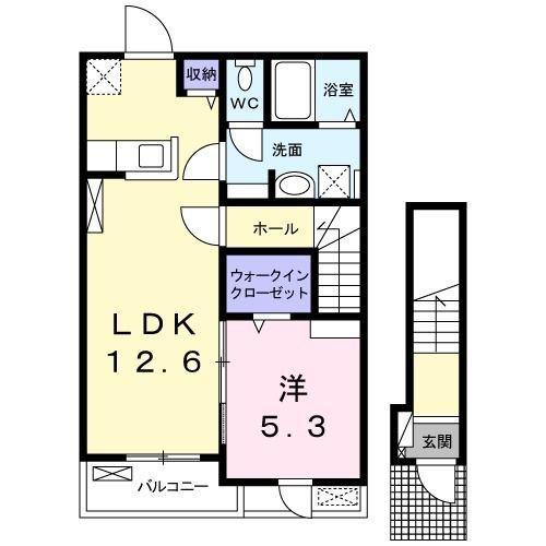 マルベリー(1LDK/2階)の間取り写真