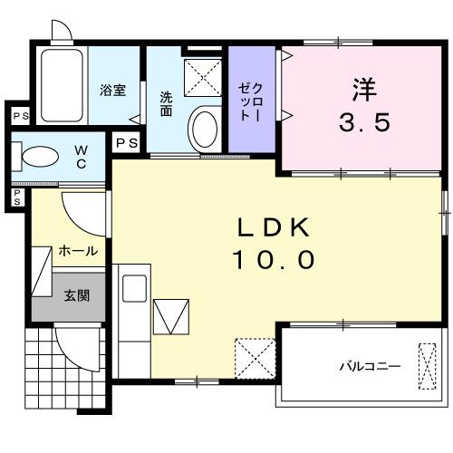 グラスメゾン・フランA(1LDK/1階)の間取り写真
