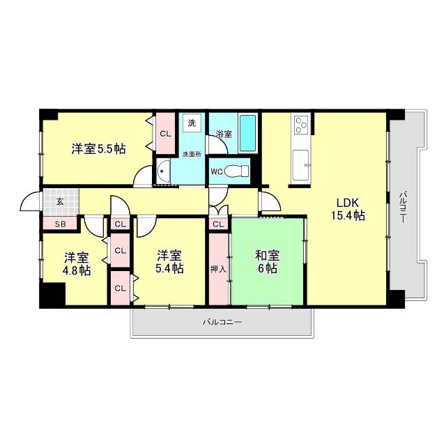 CASSIA南住吉(4LDK/1階)の間取り写真
