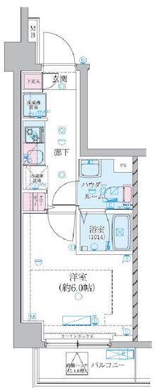 GENOVIA堀切菖蒲園(1K/4階)の間取り写真