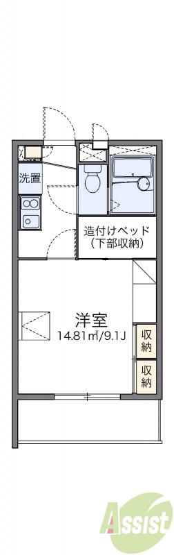 レオパレス多田3(1K/2階)の間取り写真