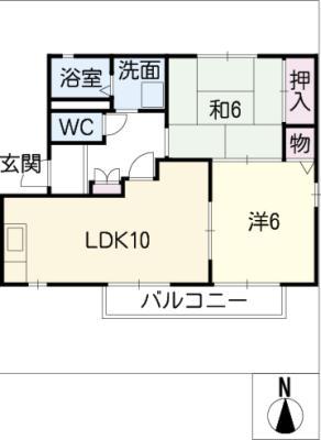 ハートホームエスポワール(2LDK/2階)の間取り写真