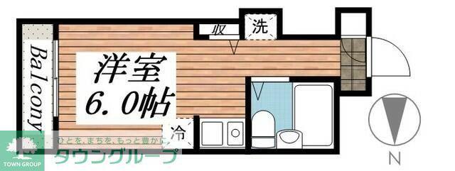 コンフォート長津田(ワンルーム/2階)の間取り写真