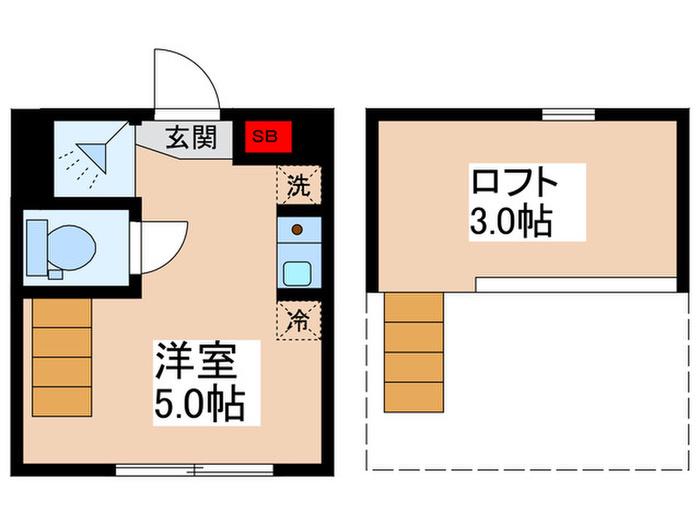 ＪＲ総武線 亀戸駅 徒歩9分 2階建 築3年(ワンルーム/2階)の間取り写真