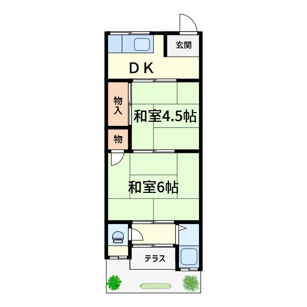 コーポAMAパーク(2K/1階)の間取り写真