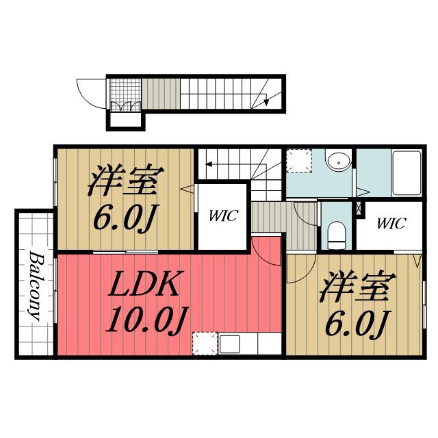 パッシオーネH(2LDK/2階)の間取り写真