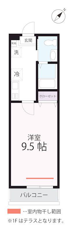 クワイエット クラブ ハウス 鶴見寺谷(1K/2階)の間取り写真