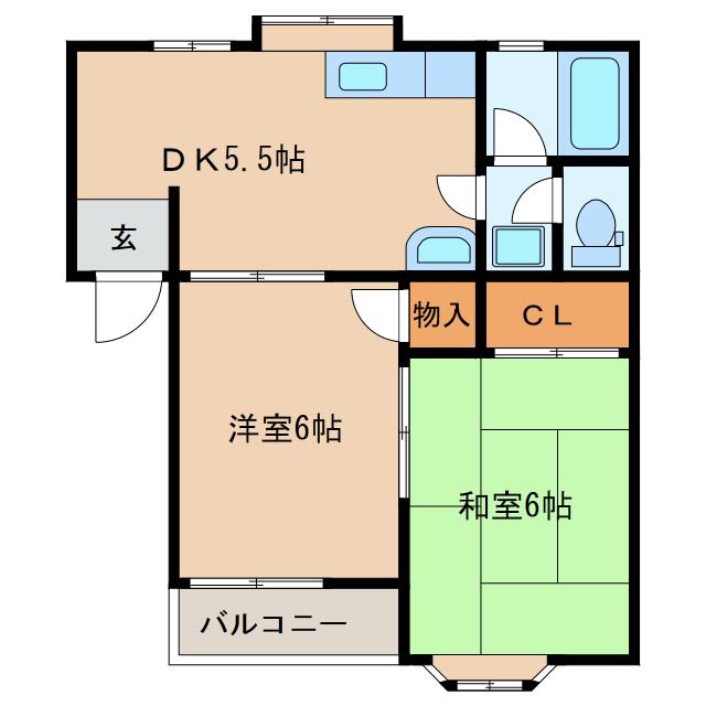 コーポアイ・エム(2DK/2階)の間取り写真