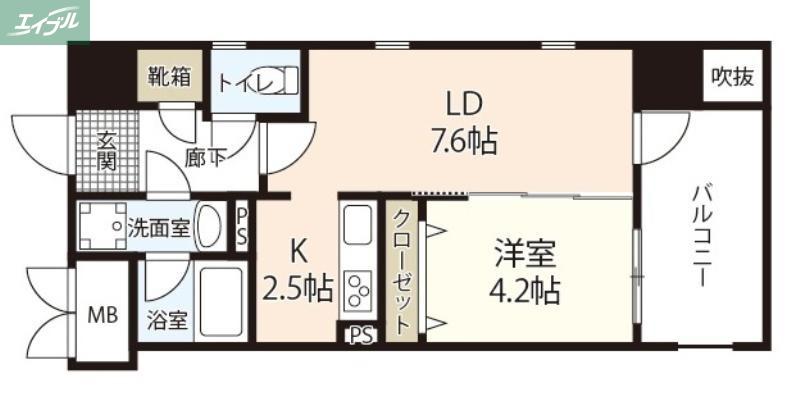セントラルアヴェニュー下石井(1LDK/13階)の間取り写真