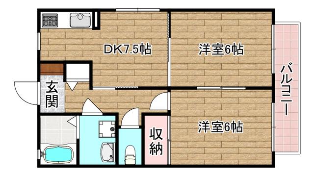ドミール津之江(2DK/2階)の間取り写真