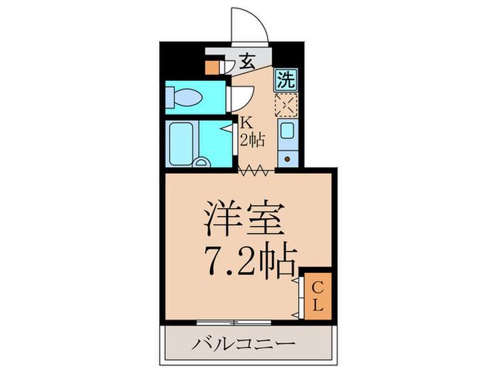 プラチナポイント桜新町(1K/2階)の間取り写真