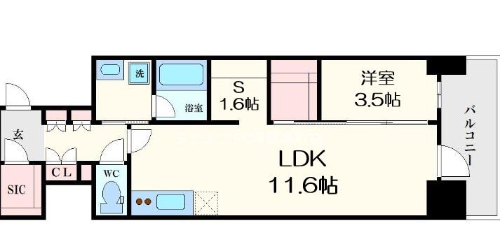 コンフォリア・リヴ北久宝寺Q(1SLDK/14階)の間取り写真