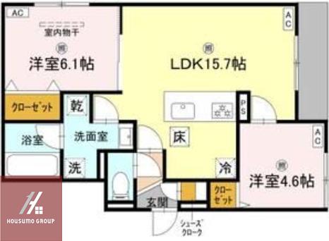 クラシスト三津屋南(2LDK/1階)の間取り写真