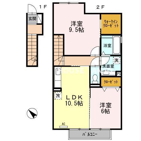 アリエント(2LDK/2階)の間取り写真