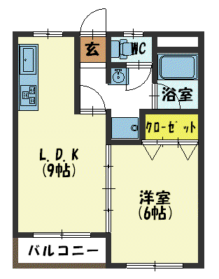 コーポラス南新町(1LDK/2階)の間取り写真