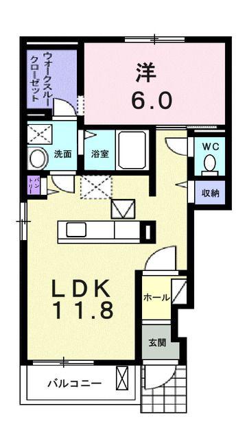 イニツィアーレ(1LDK/1階)の間取り写真