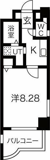 ハートヒルズ矢作(1K/5階)の間取り写真