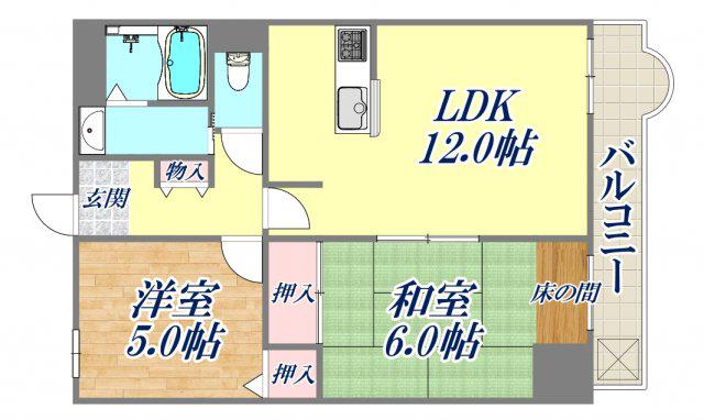 ジオレミヨ甲子園口(2LDK/5階)の間取り写真