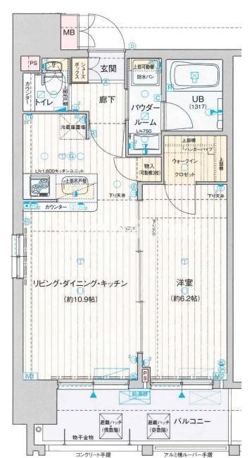 クリスタルグランツ谷町(1LDK/14階)の間取り写真