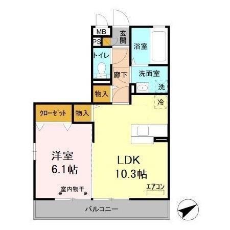 コスモパークC(1LDK/3階)の間取り写真
