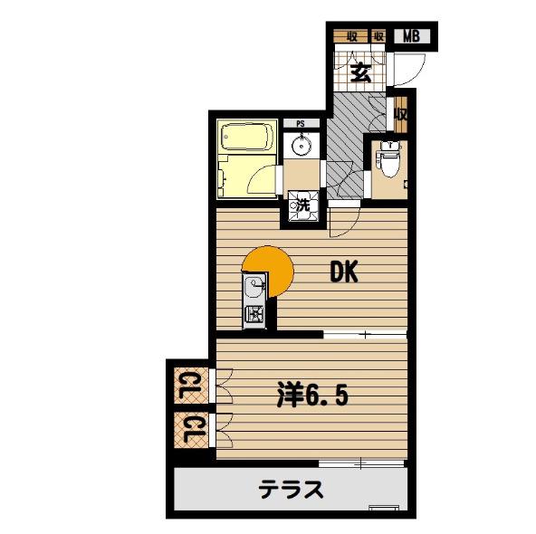エスコートノヴェル白金高輪(1DK/1階)の間取り写真