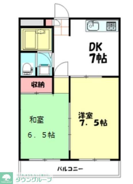サンライズパーク上小町(2DK/2階)の間取り写真