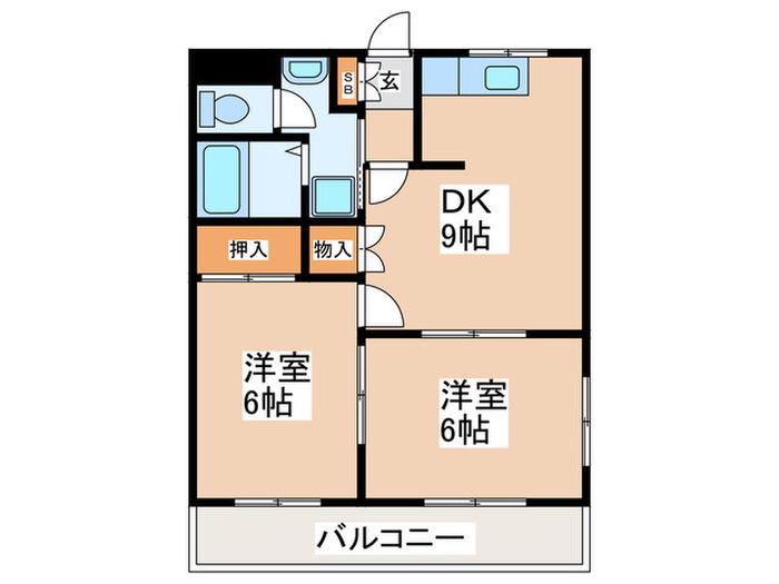 シェソワ石坂II(2DK/1階)の間取り写真