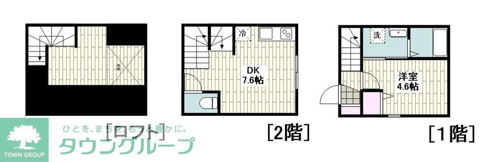 ハーミット千鳥町(1DK/1階)の間取り写真
