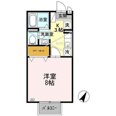 棒屋第3住吉ハイツ(1K/2階)の間取り写真